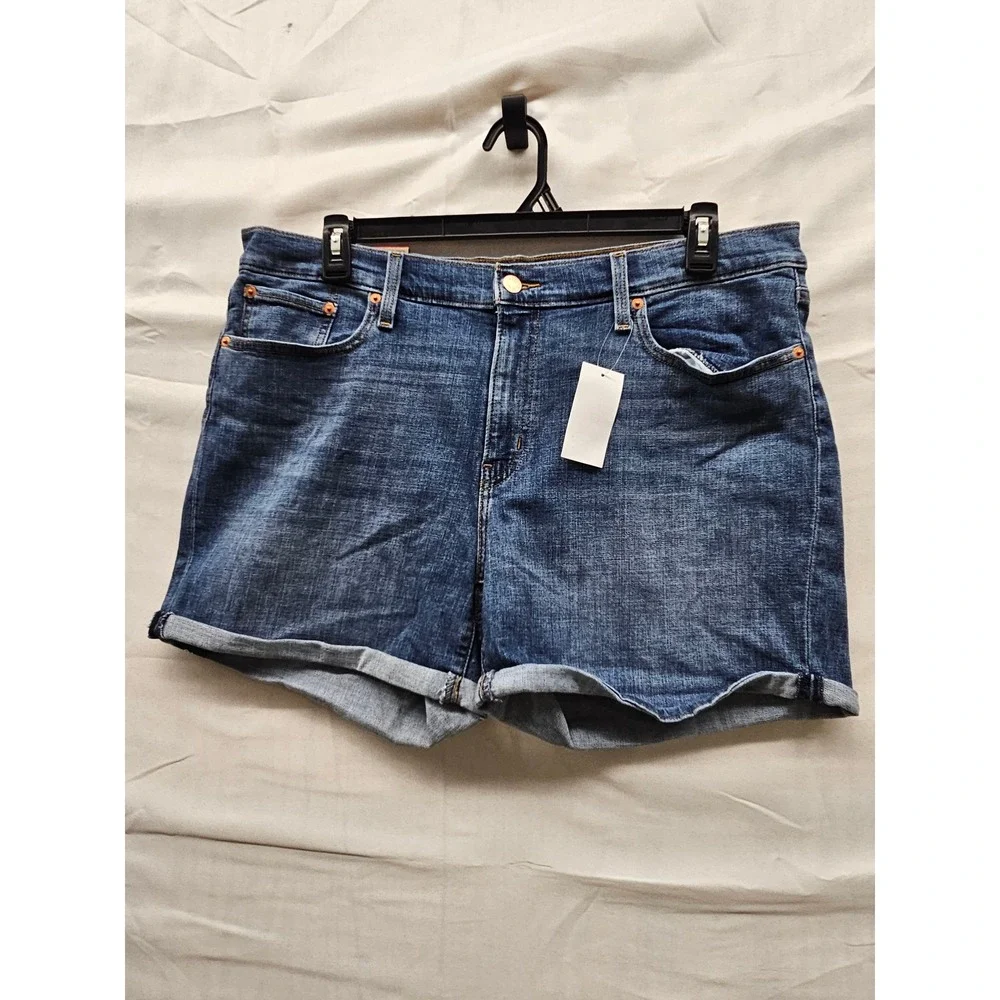 Levi's Womens Mid Rise Mid-Length Shorts Blue Cotton Blend Casual Size 18/34